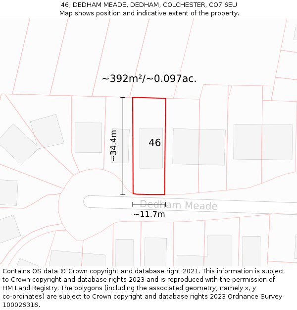 46, DEDHAM MEADE, DEDHAM, COLCHESTER, CO7 6EU: Plot and title map