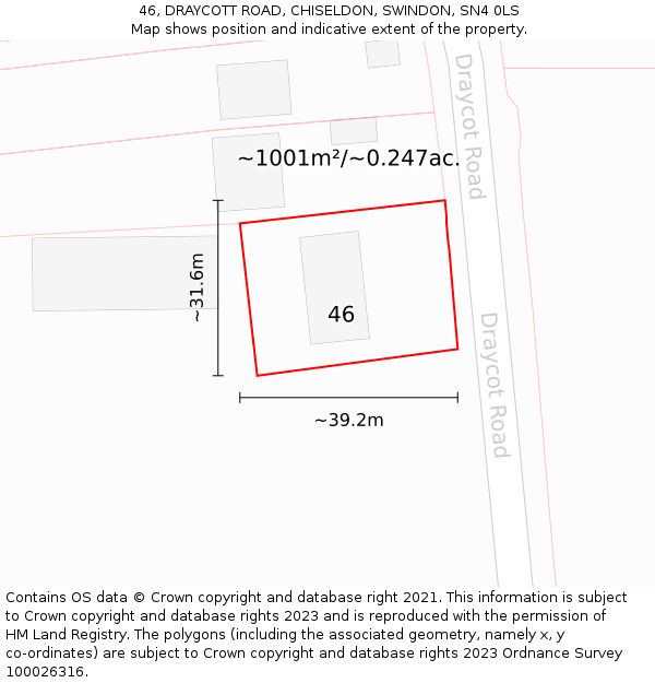 46, DRAYCOTT ROAD, CHISELDON, SWINDON, SN4 0LS: Plot and title map
