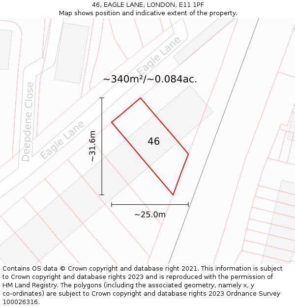 46, EAGLE LANE, LONDON, E11 1PF: Plot and title map