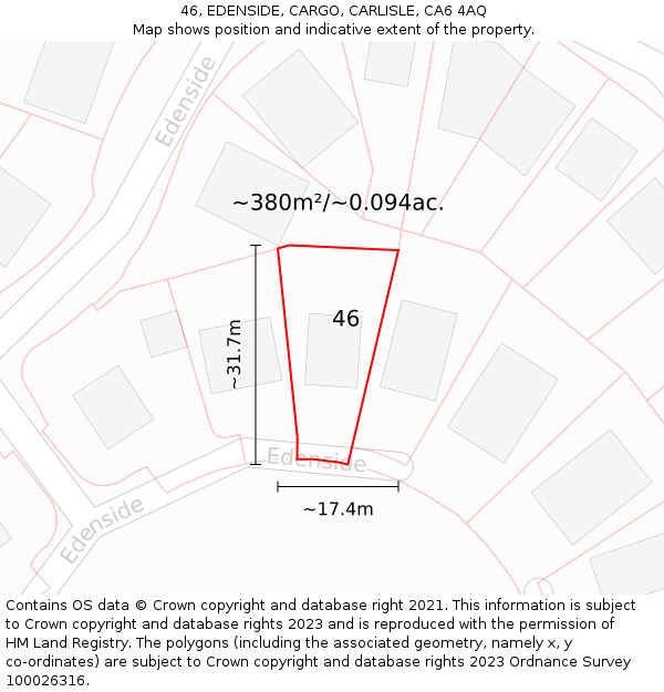 46, EDENSIDE, CARGO, CARLISLE, CA6 4AQ: Plot and title map