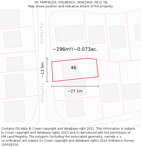 46, FAIRFIELDS, HOLBEACH, SPALDING, PE12 7JE: Plot and title map