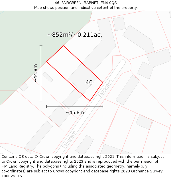 46, FAIRGREEN, BARNET, EN4 0QS: Plot and title map