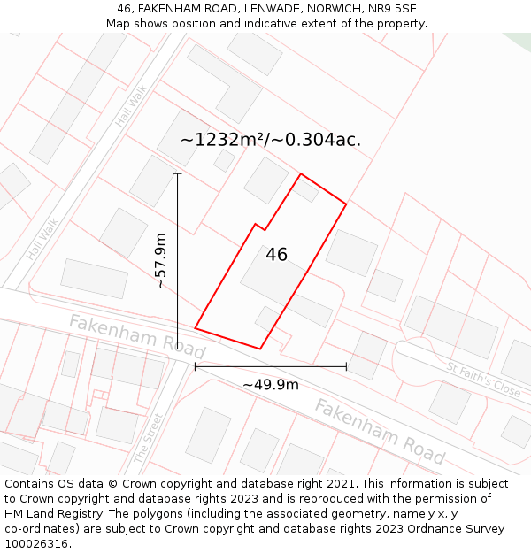 46, FAKENHAM ROAD, LENWADE, NORWICH, NR9 5SE: Plot and title map
