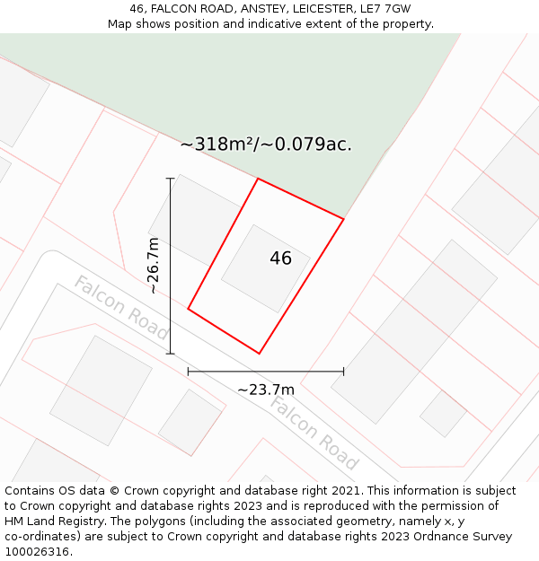 46, FALCON ROAD, ANSTEY, LEICESTER, LE7 7GW: Plot and title map