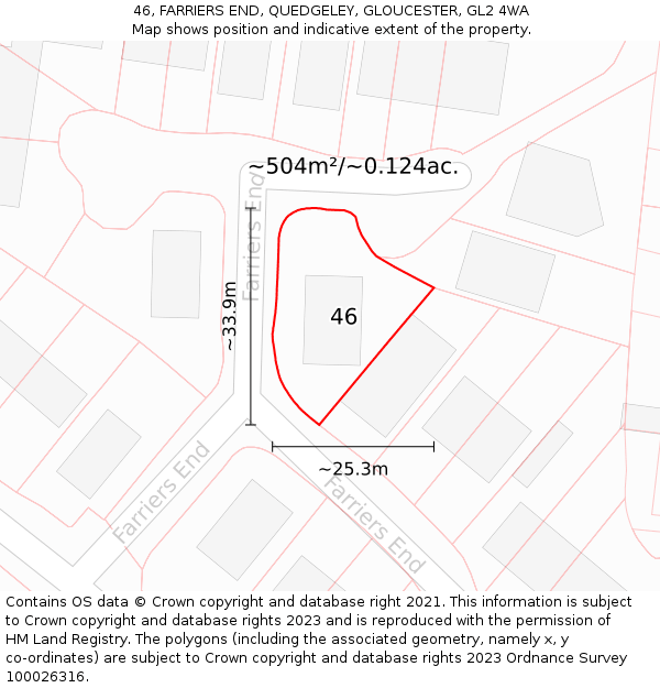 46, FARRIERS END, QUEDGELEY, GLOUCESTER, GL2 4WA: Plot and title map