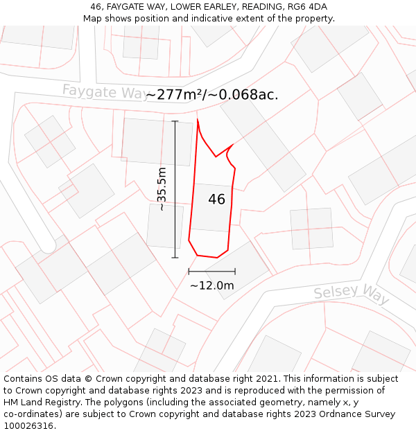 46, FAYGATE WAY, LOWER EARLEY, READING, RG6 4DA: Plot and title map