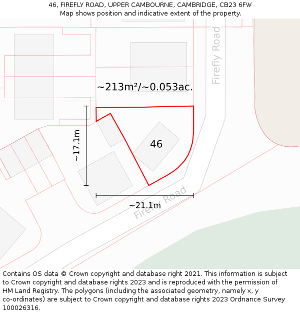 46, FIREFLY ROAD, UPPER CAMBOURNE, CAMBRIDGE, CB23 6FW: Plot and title map