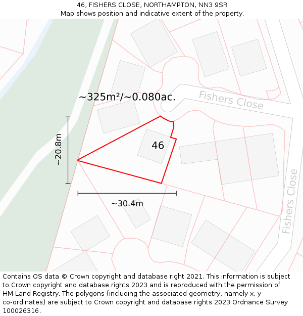 46, FISHERS CLOSE, NORTHAMPTON, NN3 9SR: Plot and title map