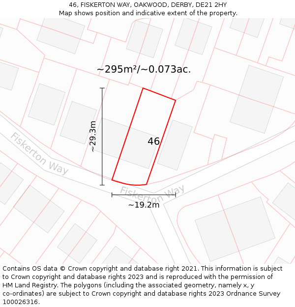 46, FISKERTON WAY, OAKWOOD, DERBY, DE21 2HY: Plot and title map