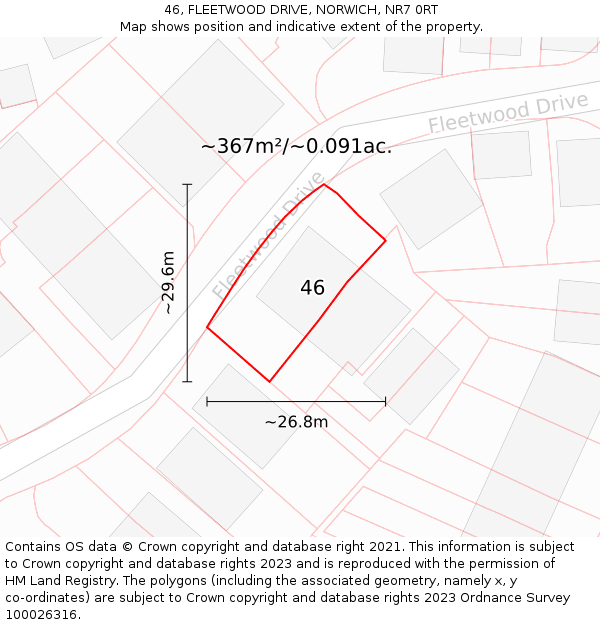 46, FLEETWOOD DRIVE, NORWICH, NR7 0RT: Plot and title map