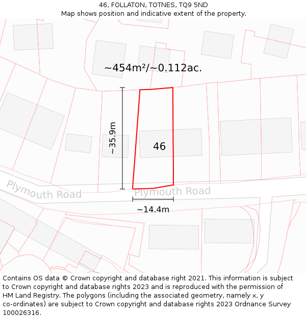 46, FOLLATON, TOTNES, TQ9 5ND: Plot and title map
