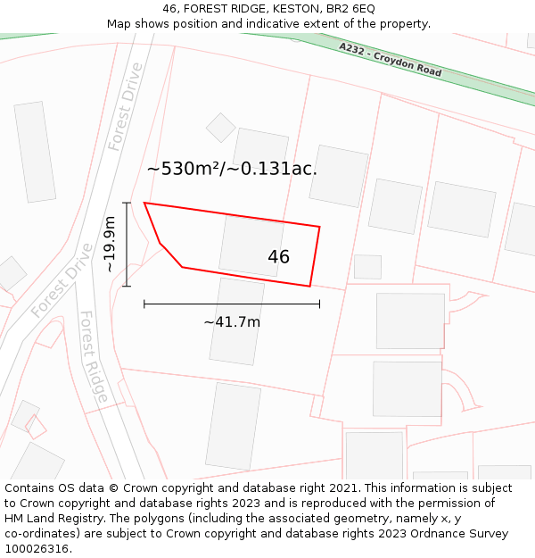 46, FOREST RIDGE, KESTON, BR2 6EQ: Plot and title map
