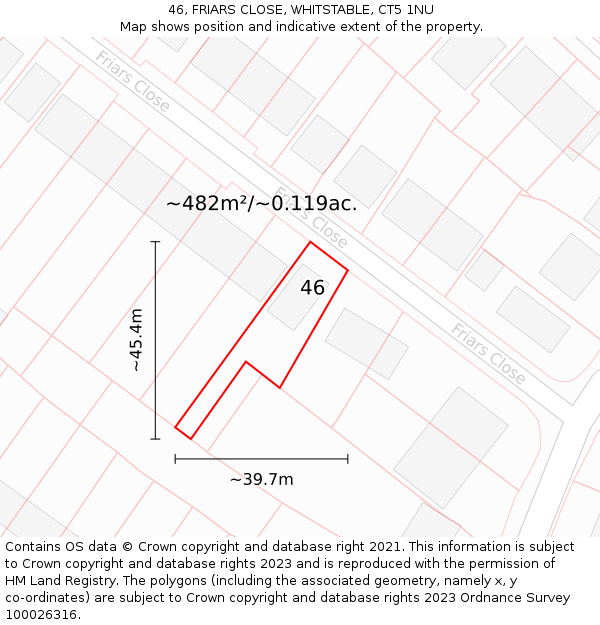 46, FRIARS CLOSE, WHITSTABLE, CT5 1NU: Plot and title map