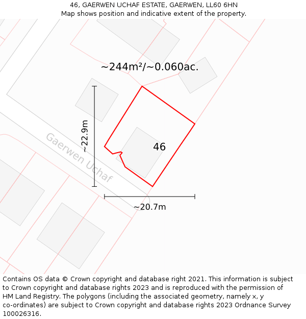 46, GAERWEN UCHAF ESTATE, GAERWEN, LL60 6HN: Plot and title map