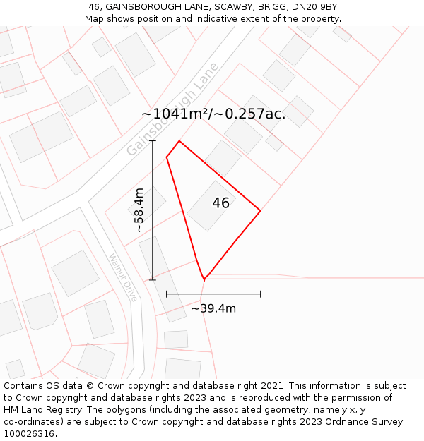 46, GAINSBOROUGH LANE, SCAWBY, BRIGG, DN20 9BY: Plot and title map