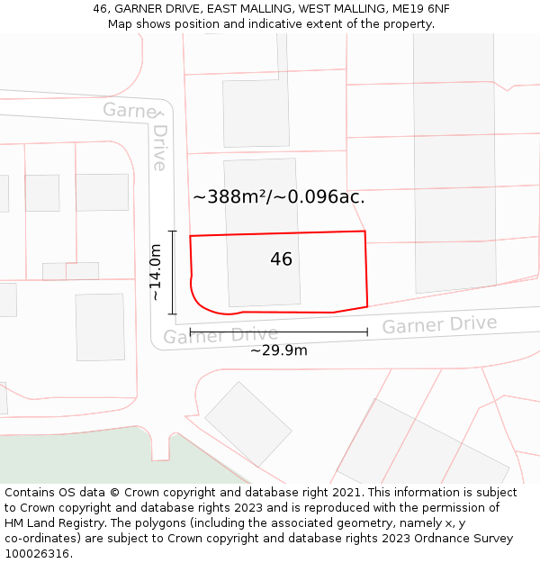 46, GARNER DRIVE, EAST MALLING, WEST MALLING, ME19 6NF: Plot and title map