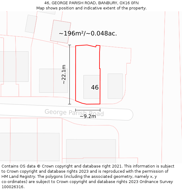 46, GEORGE PARISH ROAD, BANBURY, OX16 0FN: Plot and title map