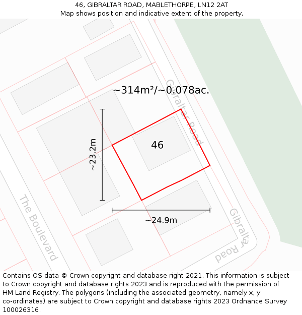 46, GIBRALTAR ROAD, MABLETHORPE, LN12 2AT: Plot and title map