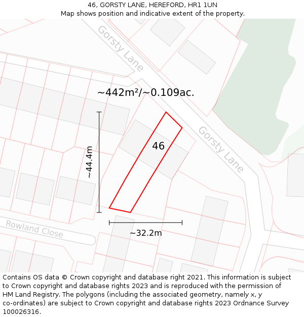 46, GORSTY LANE, HEREFORD, HR1 1UN: Plot and title map