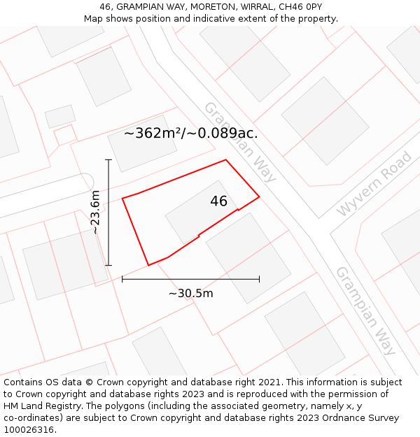 46, GRAMPIAN WAY, MORETON, WIRRAL, CH46 0PY: Plot and title map