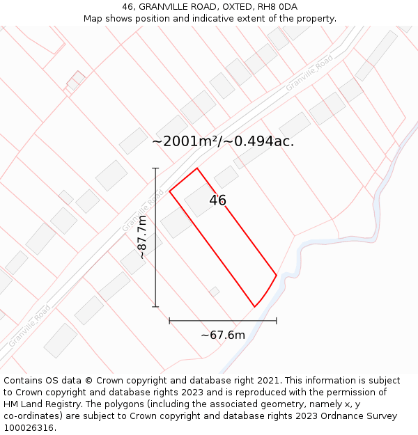 46, GRANVILLE ROAD, OXTED, RH8 0DA: Plot and title map