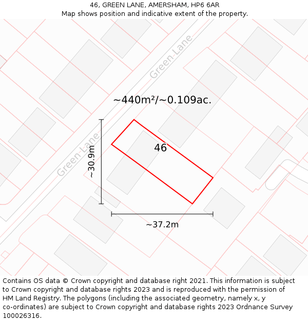 46, GREEN LANE, AMERSHAM, HP6 6AR: Plot and title map