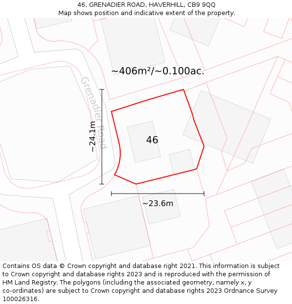 46, GRENADIER ROAD, HAVERHILL, CB9 9QQ: Plot and title map
