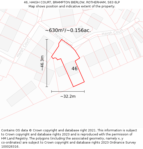 46, HAIGH COURT, BRAMPTON BIERLOW, ROTHERHAM, S63 6LP: Plot and title map