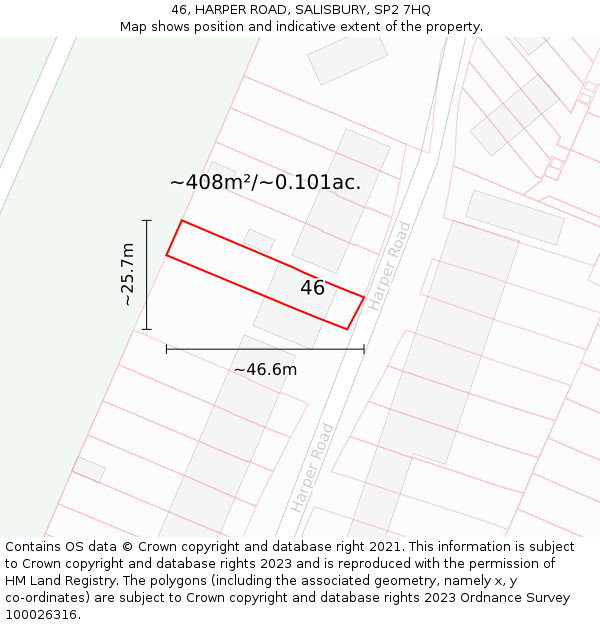 46, HARPER ROAD, SALISBURY, SP2 7HQ: Plot and title map