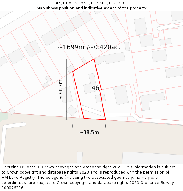 46, HEADS LANE, HESSLE, HU13 0JH: Plot and title map