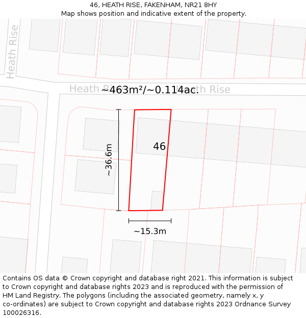 46, HEATH RISE, FAKENHAM, NR21 8HY: Plot and title map