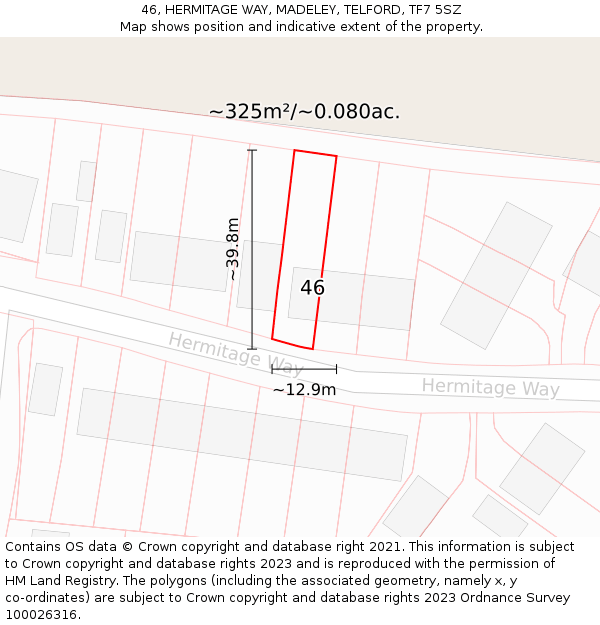 46, HERMITAGE WAY, MADELEY, TELFORD, TF7 5SZ: Plot and title map