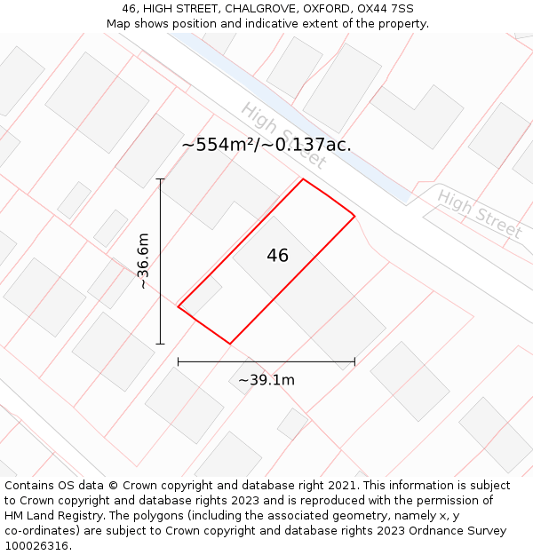 46, HIGH STREET, CHALGROVE, OXFORD, OX44 7SS: Plot and title map