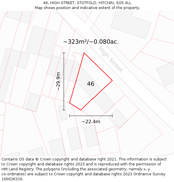 46, HIGH STREET, STOTFOLD, HITCHIN, SG5 4LL: Plot and title map
