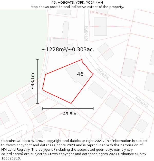 46, HOBGATE, YORK, YO24 4HH: Plot and title map