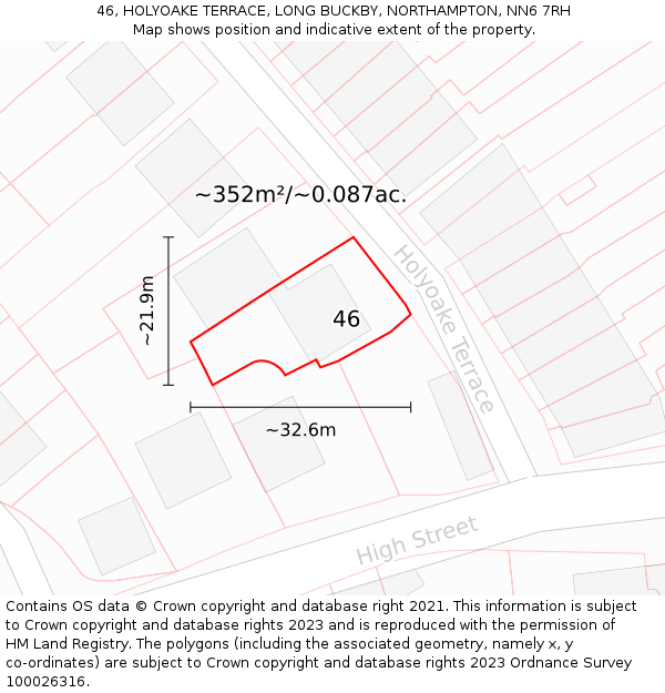 46, HOLYOAKE TERRACE, LONG BUCKBY, NORTHAMPTON, NN6 7RH: Plot and title map
