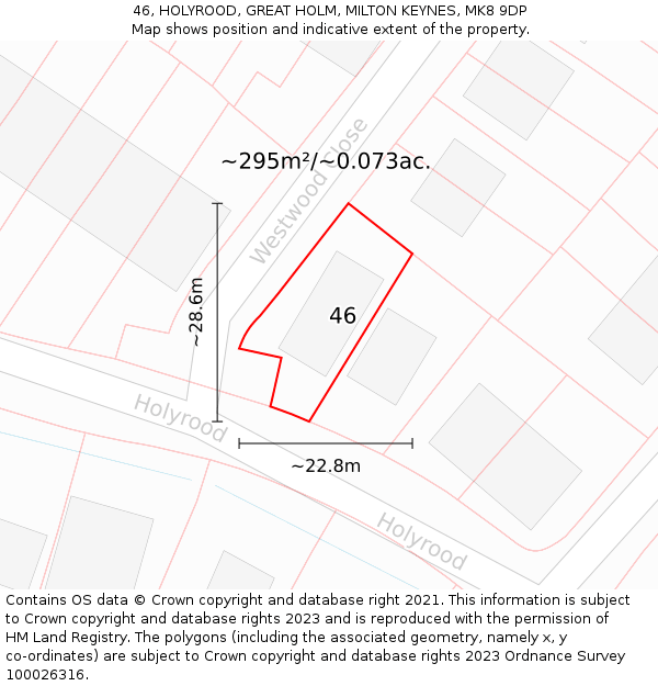 46, HOLYROOD, GREAT HOLM, MILTON KEYNES, MK8 9DP: Plot and title map