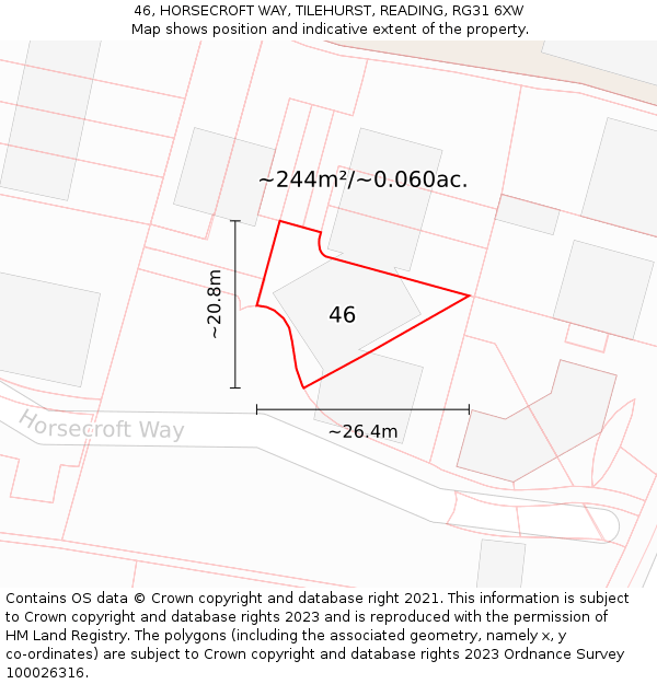 46, HORSECROFT WAY, TILEHURST, READING, RG31 6XW: Plot and title map