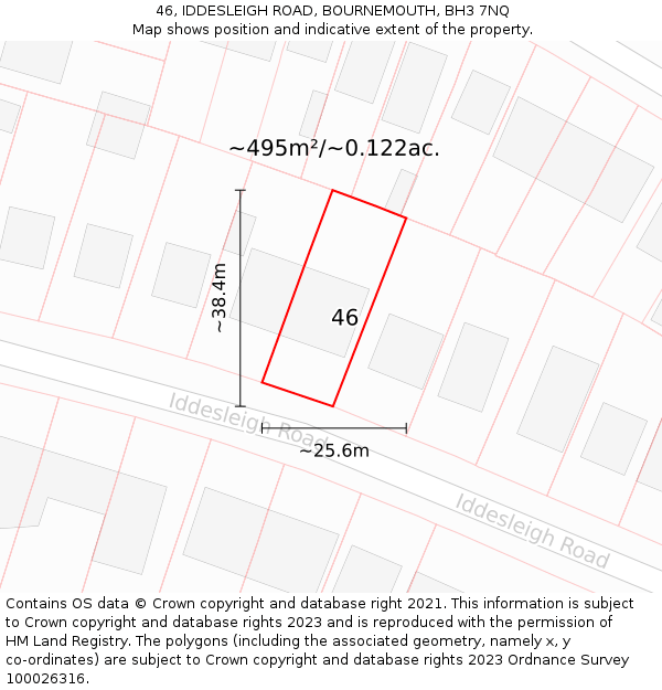 46, IDDESLEIGH ROAD, BOURNEMOUTH, BH3 7NQ: Plot and title map