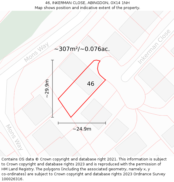 46, INKERMAN CLOSE, ABINGDON, OX14 1NH: Plot and title map