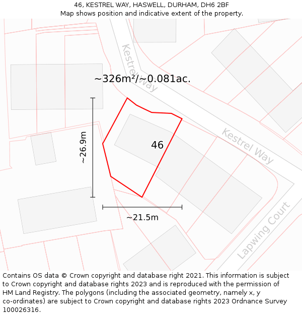 46, KESTREL WAY, HASWELL, DURHAM, DH6 2BF: Plot and title map