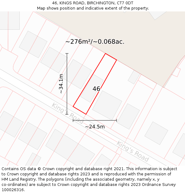 46, KINGS ROAD, BIRCHINGTON, CT7 0DT: Plot and title map