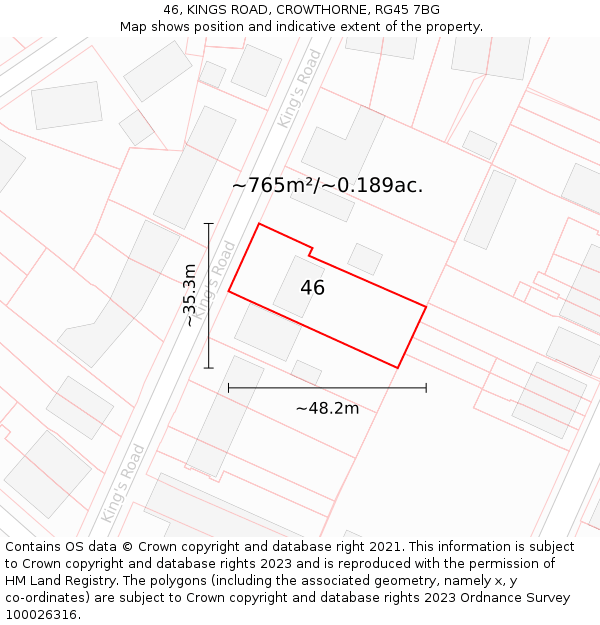 46, KINGS ROAD, CROWTHORNE, RG45 7BG: Plot and title map
