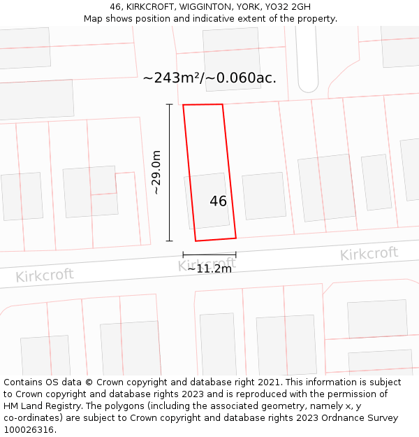 46, KIRKCROFT, WIGGINTON, YORK, YO32 2GH: Plot and title map