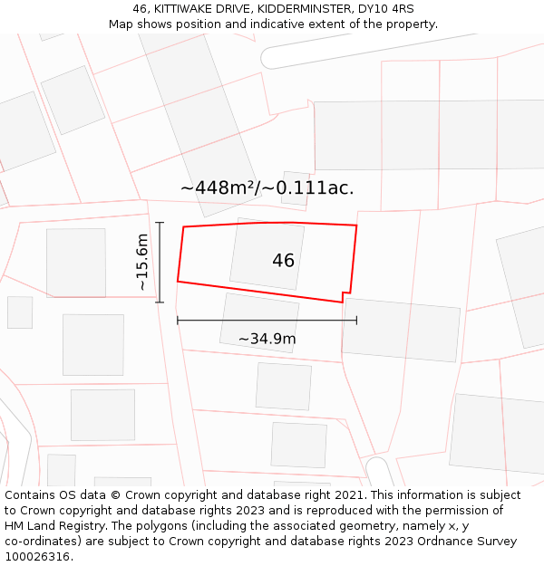 46, KITTIWAKE DRIVE, KIDDERMINSTER, DY10 4RS: Plot and title map