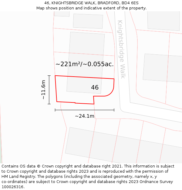 46, KNIGHTSBRIDGE WALK, BRADFORD, BD4 6ES: Plot and title map