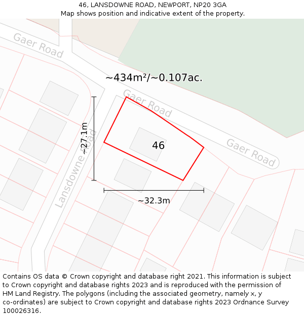 46, LANSDOWNE ROAD, NEWPORT, NP20 3GA: Plot and title map