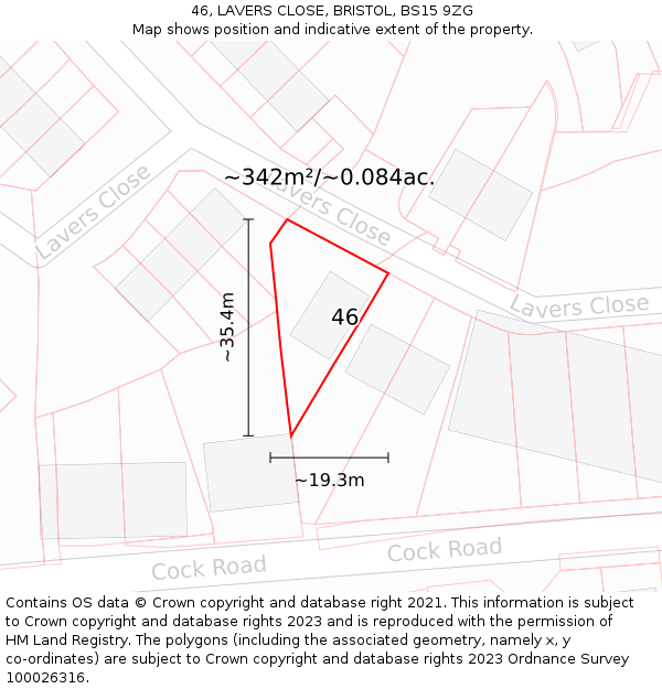 46, LAVERS CLOSE, BRISTOL, BS15 9ZG: Plot and title map