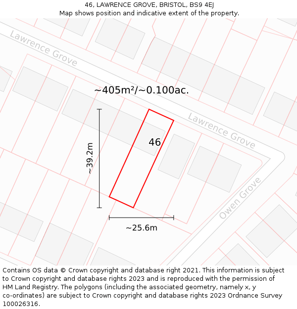 46, LAWRENCE GROVE, BRISTOL, BS9 4EJ: Plot and title map