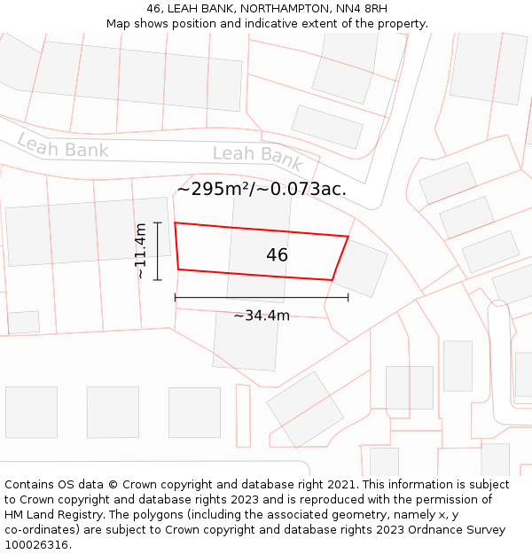 46, LEAH BANK, NORTHAMPTON, NN4 8RH: Plot and title map